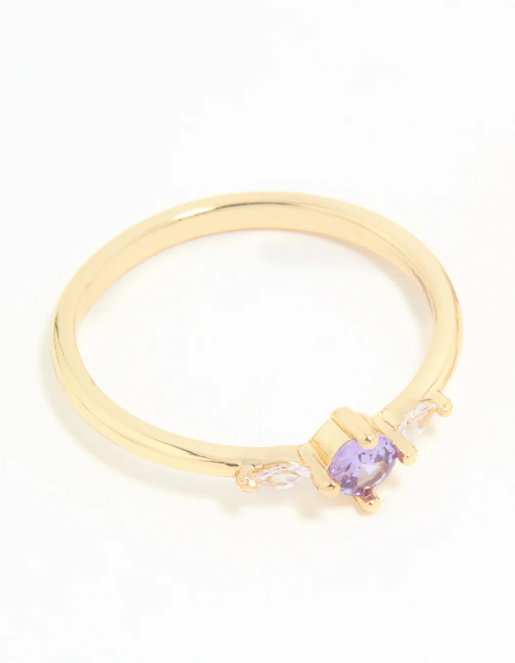 Gold Plated Purple Cubic Zirconia Dainty Stacking Rings 2-Pack - Image 4