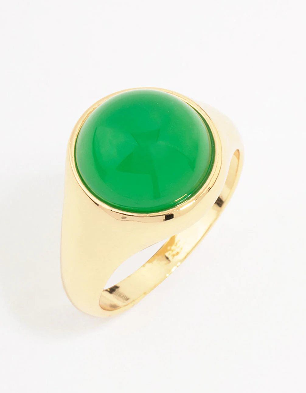 Gold Plated Round Green Statement Stone Ring - Image 4