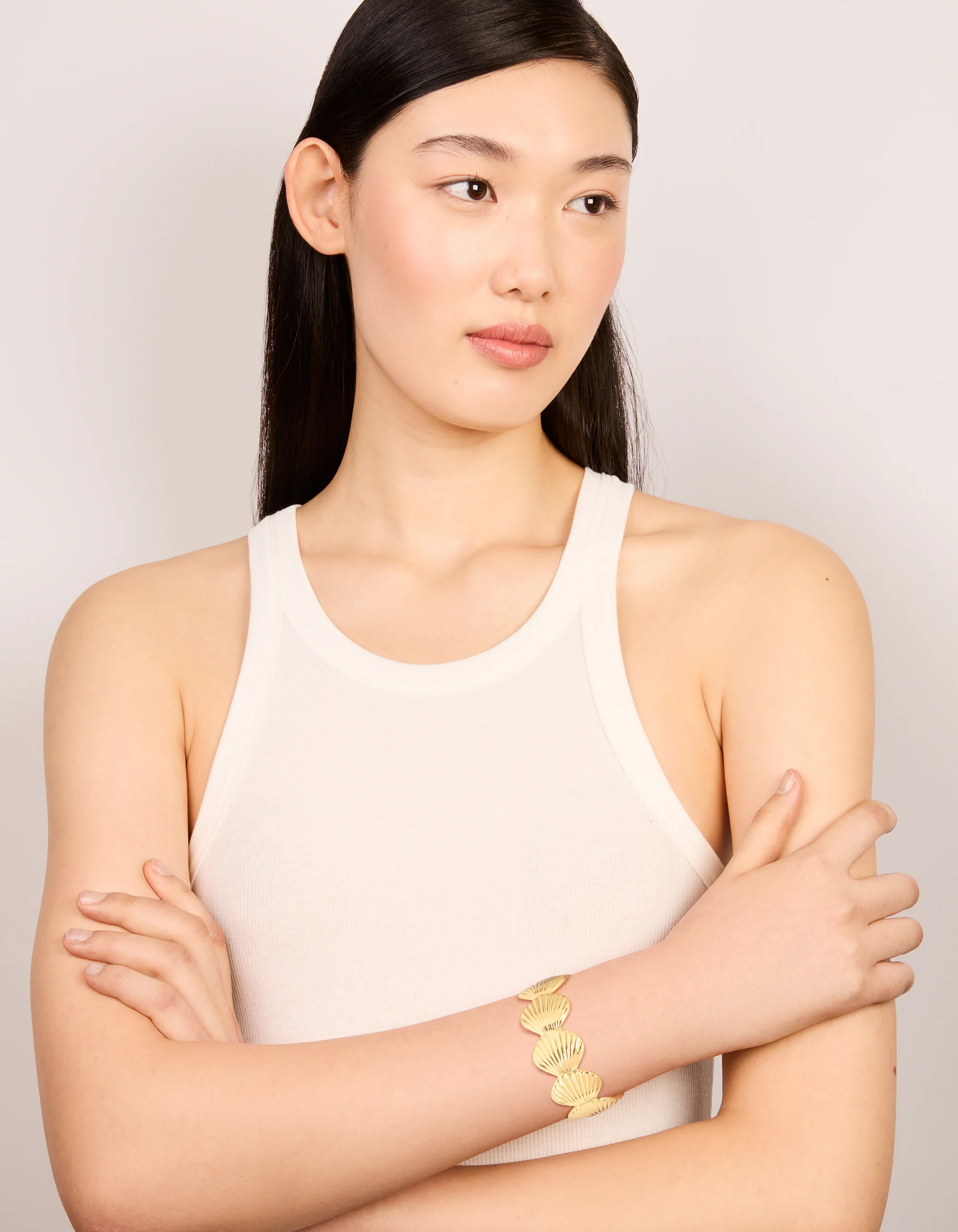 Gold Plated Shell Statement Wrist Cuff - Image 3