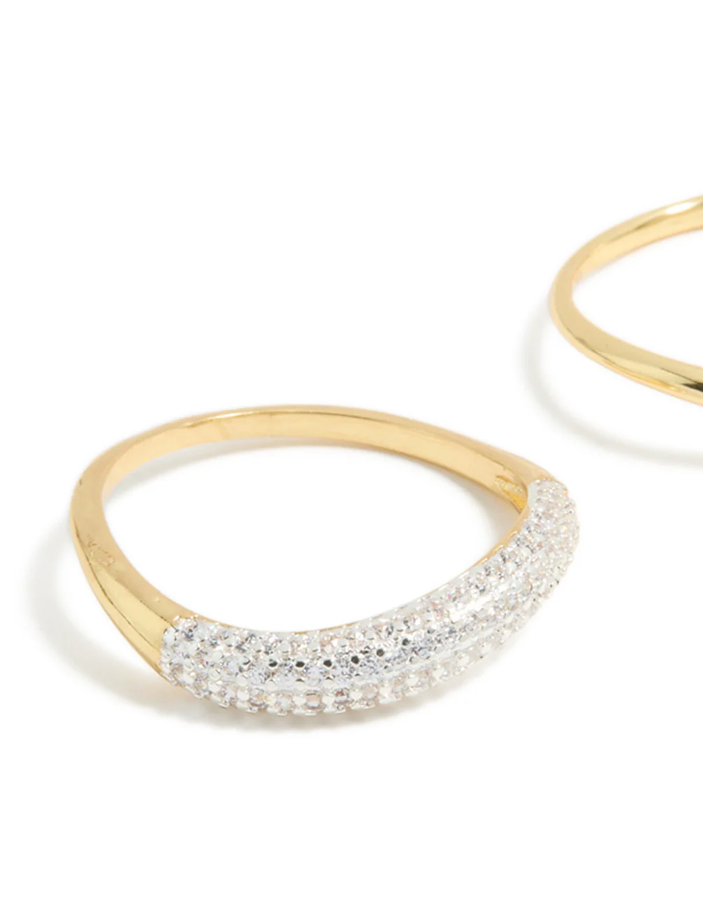 Gold Plated Simple & Wavy Cubic Zirconia Stacking Rings 2-Pack - Image 4