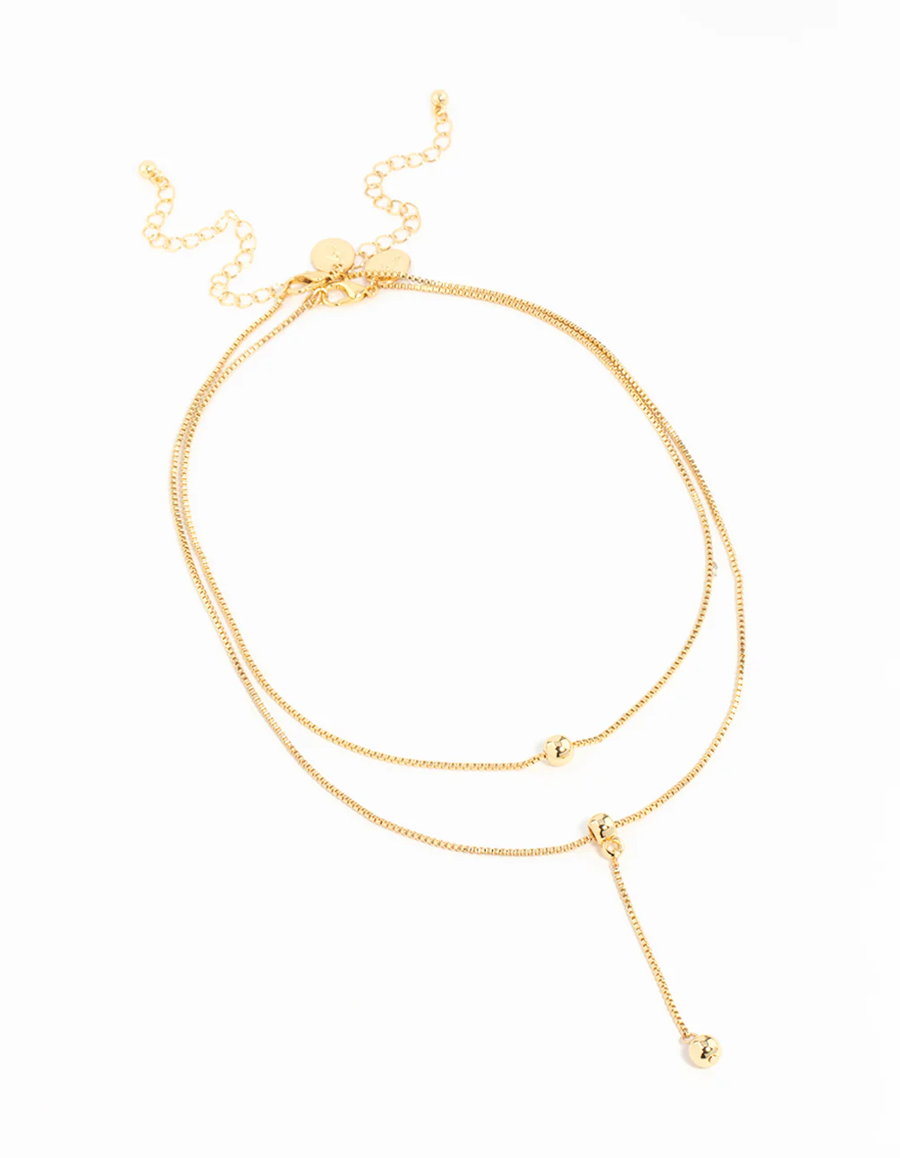 Gold Plated Box Chain Layered Necklace - Image 2