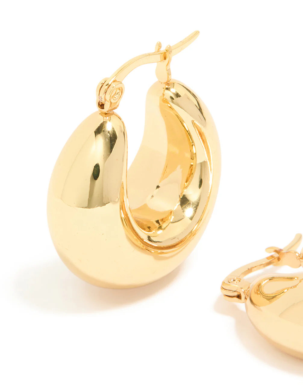 Waterproof Gold Plated Stainless Steel Full Bubble Hoop Earrings - Image 4