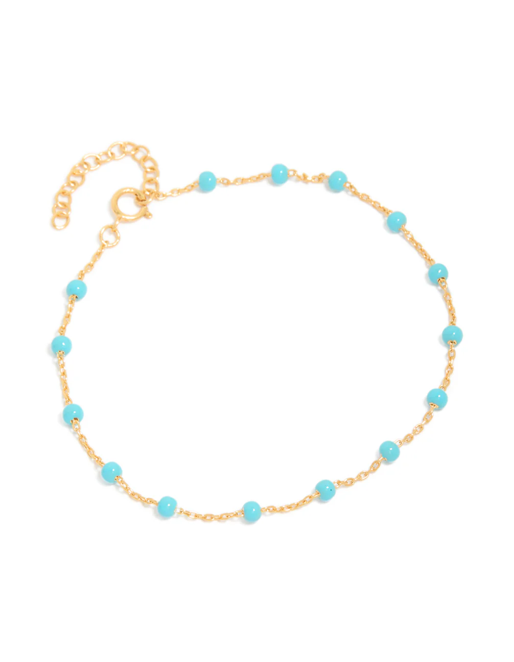 Gold Plated Sterling Silver Blue Enamel Station Beaded Bracelet - Image 2