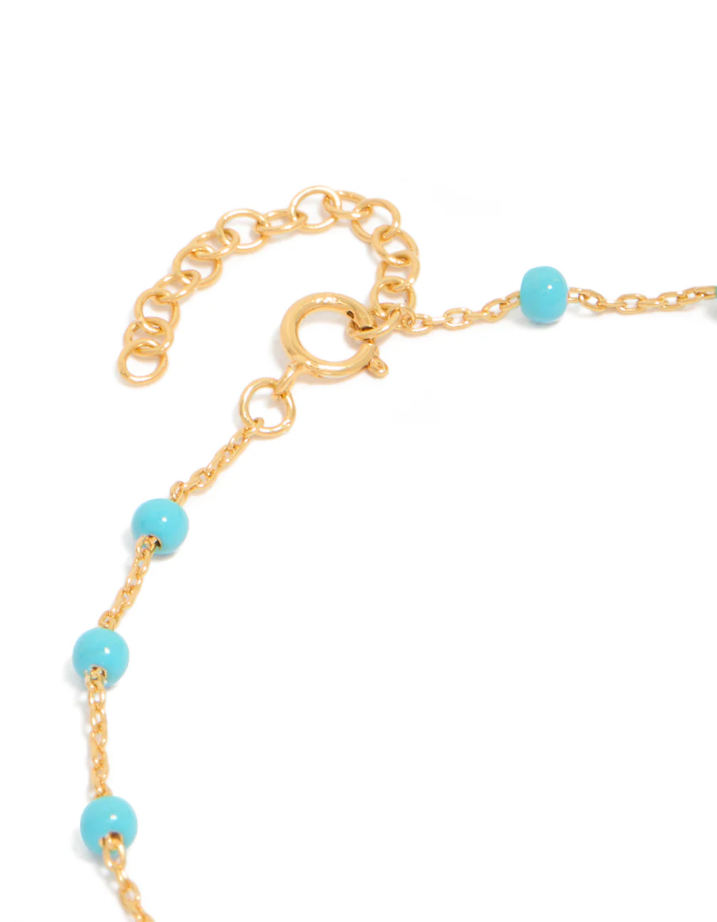 Gold Plated Sterling Silver Blue Enamel Station Beaded Bracelet - Image 5
