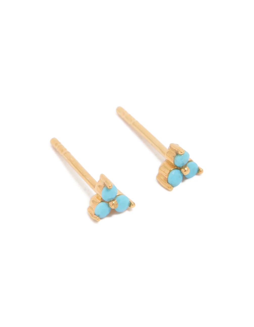 Gold Plated Sterling Silver Blue Flower Stud Earrings - Image 2
