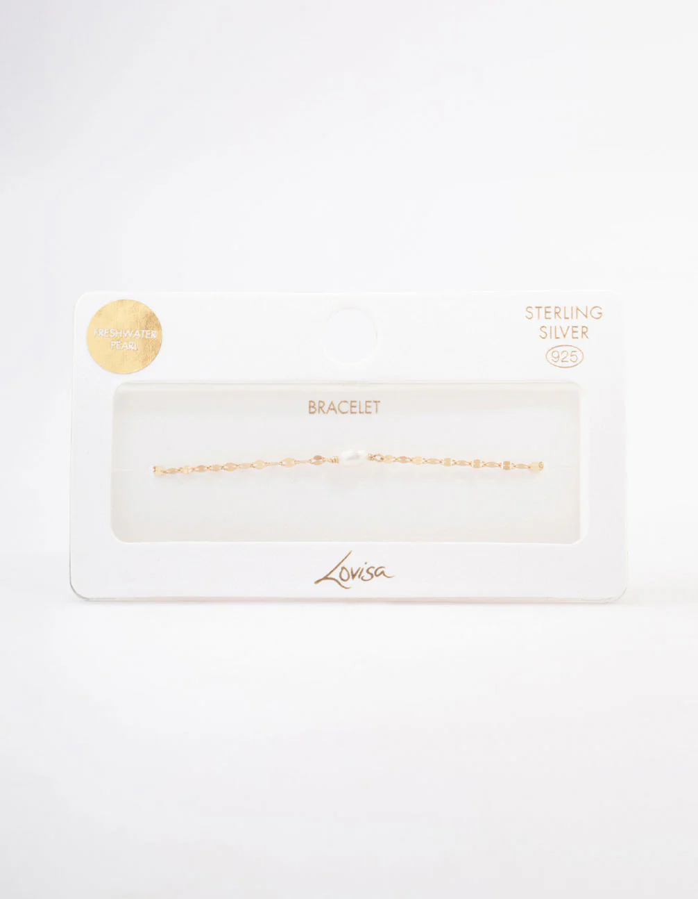 Gold Plated Sterling SIlver Freshwater Pearl Chain Bracelet - Image 3