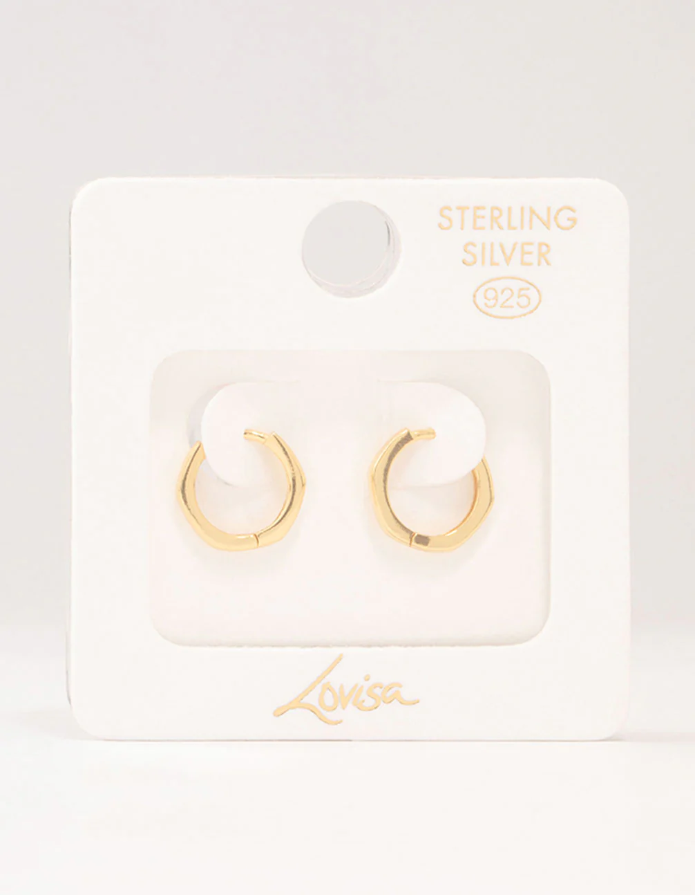 Gold Plated Sterling Silver Mini Hexagon Hoop Earrings - Image 3