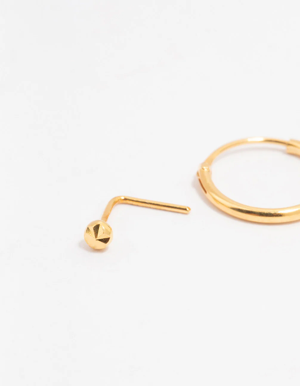 Gold Plated Sterling Silver Nose Ring & Studs 3-Pack - Image 2