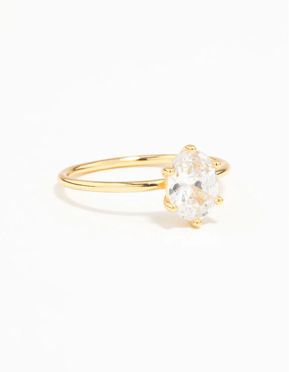 Gold Plated Sterling Silver Oval Solitaire Ring