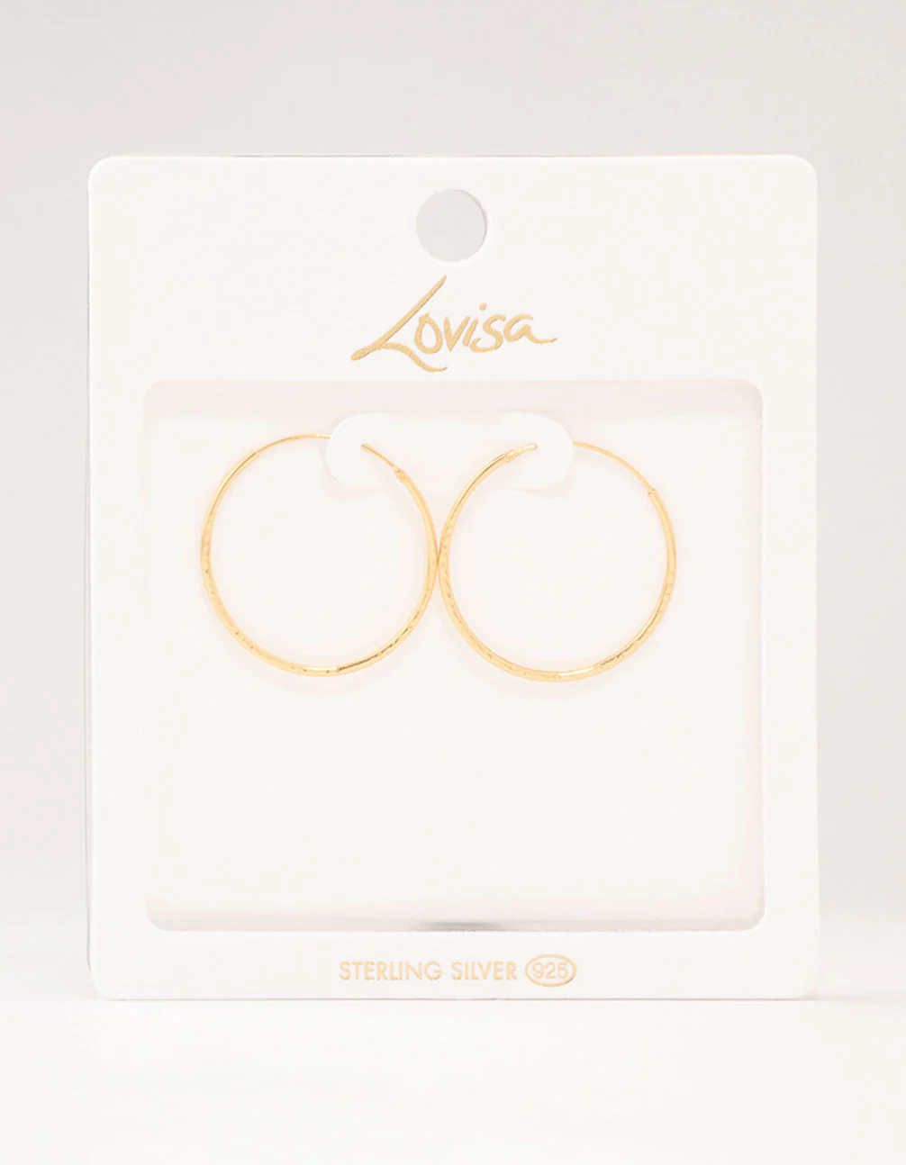 Gold Plated Sterling Silver Textured Hoop Earrings - Image 3