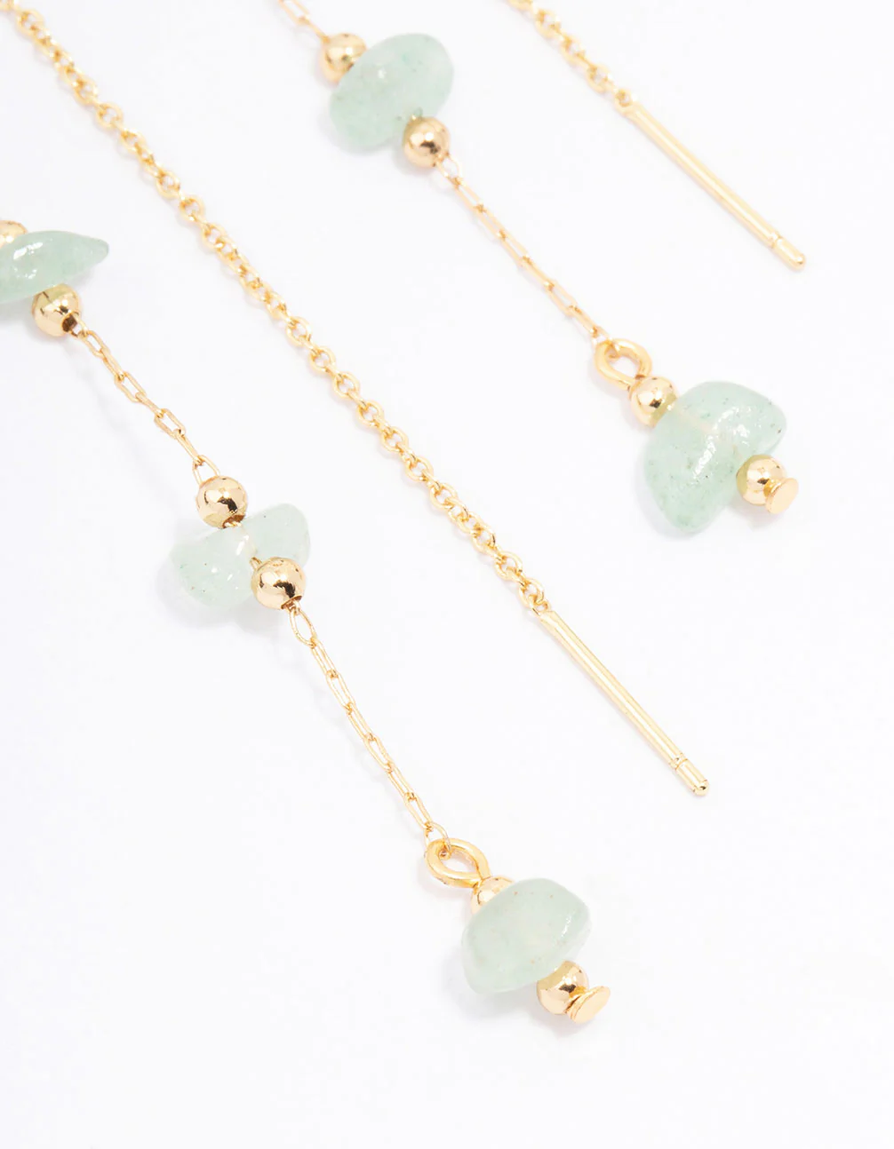 Gold Plated Semi-Precious Trio Stone Drop Earrings - Image 2