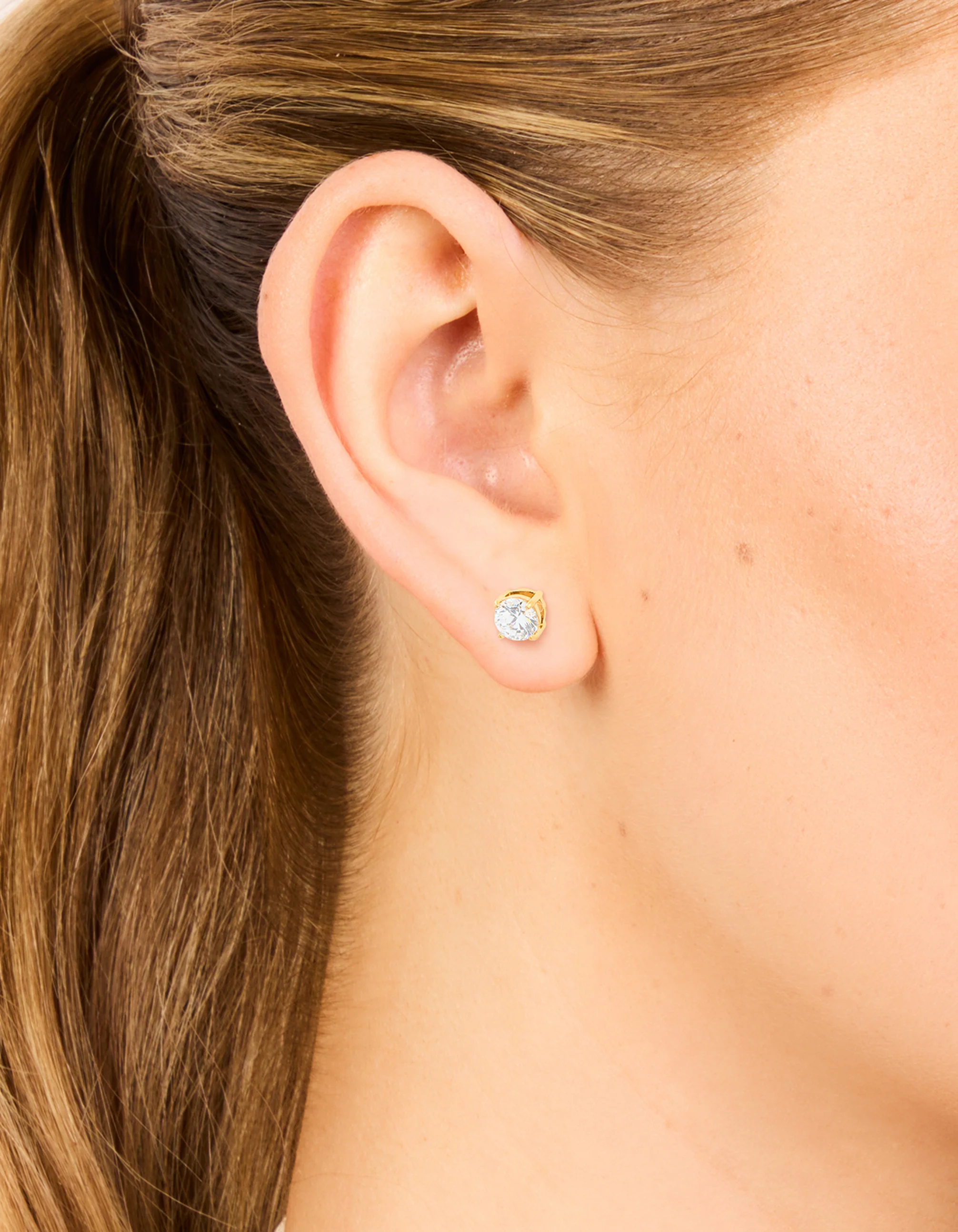 Gold Plated Surgical Steel 6mm Prism Stud Earrings - Image 2