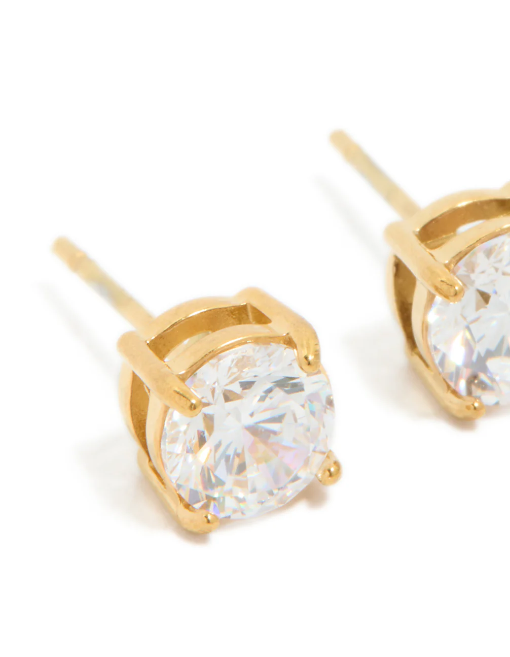 Gold Plated Surgical Steel 6mm Prism Stud Earrings - Image 4