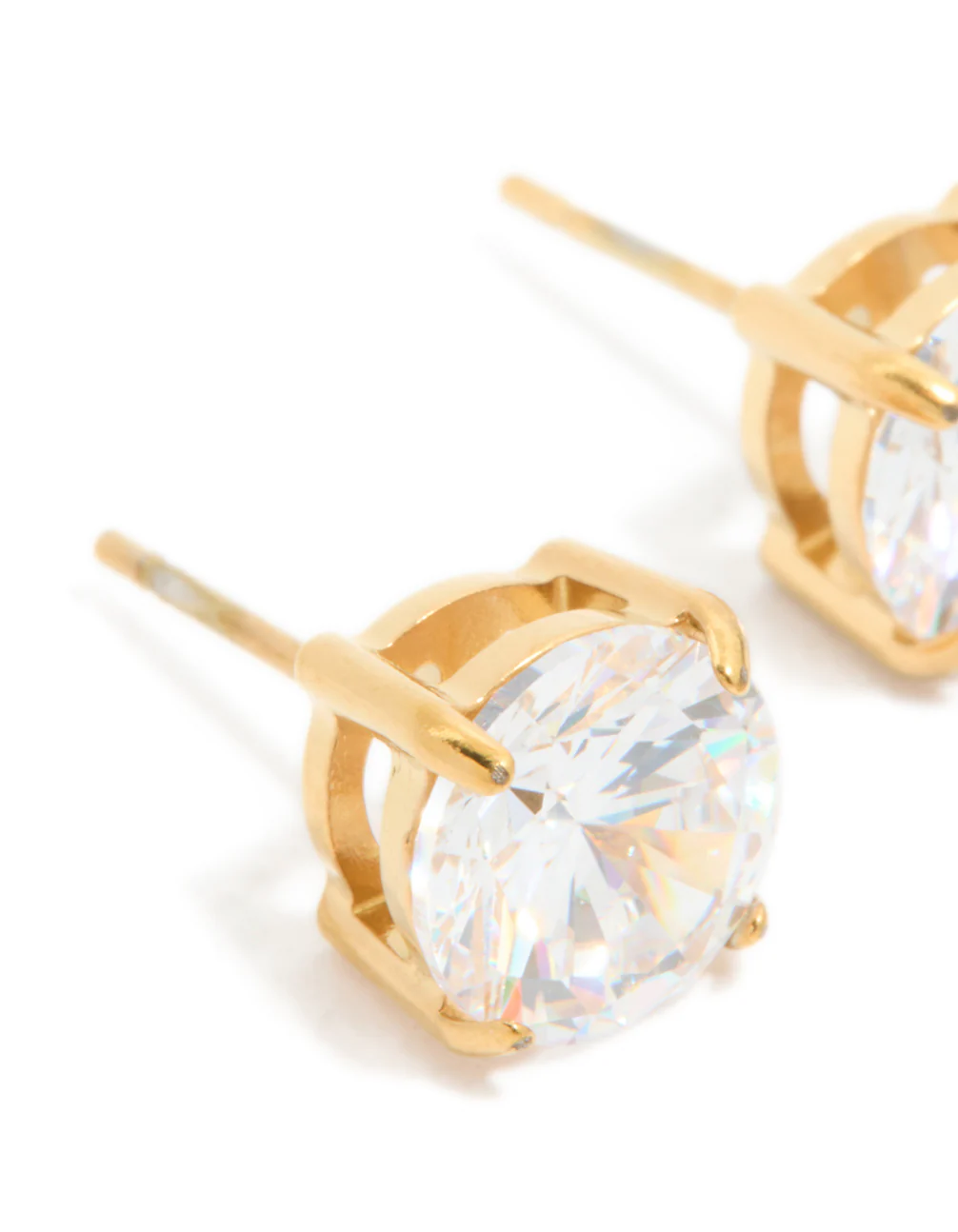 Gold Plated Surgical Steel 8mm Prism Stud Earrings - Image 4