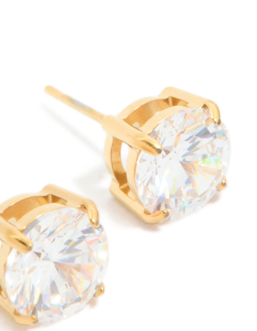 Gold Plated Surgical Steel 8mm Prism Stud Earrings - Image 5