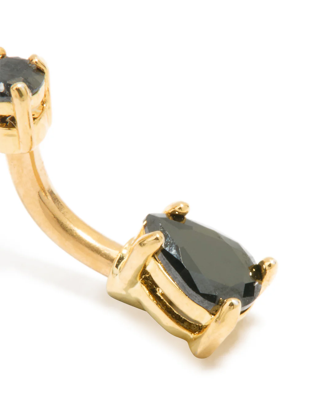 Gold Plated Surgical Steel Black Cubic Zirconia Belly Bar - Image 2