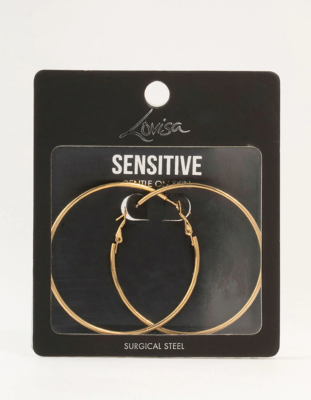 Gold Plated Surgical Steel Classic Hoop Earrings 60MM - Image 3