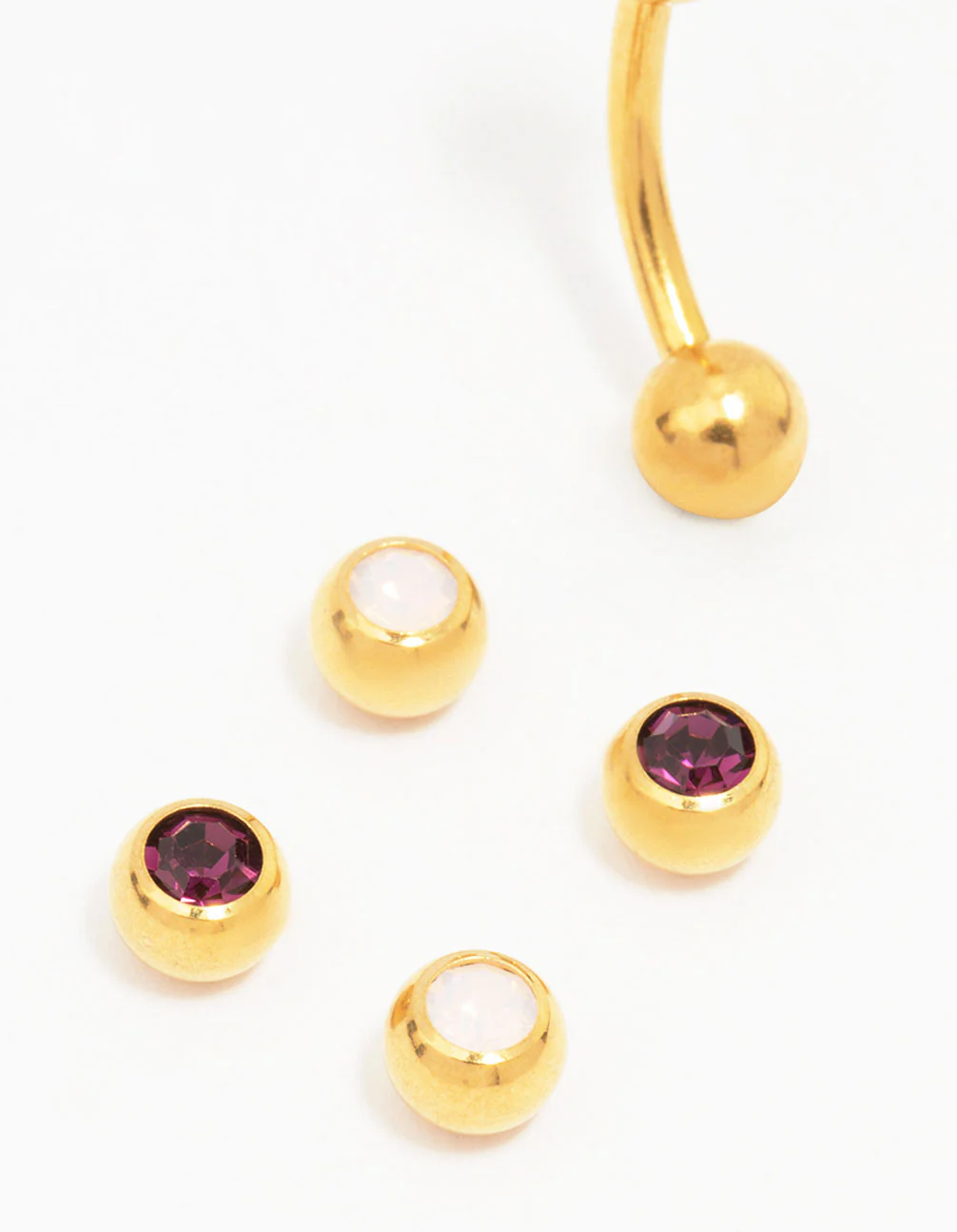 Gold Plated Surgical Steel Classic Interchangeable Belly Piercing Pack - Image 2