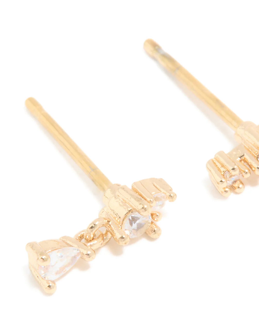 Gold Plated Surgical Steel Cubic Zirconia Drop Stacker Earrings 3-Pack - Image 2