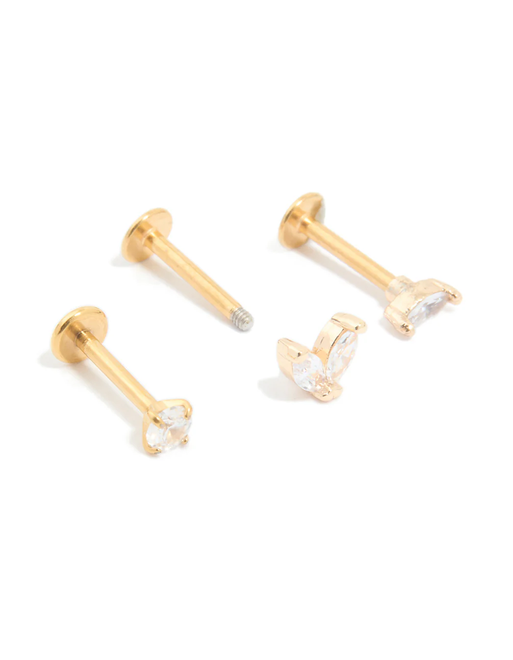 Gold Plated Surgical Steel Cubic Zirconia Flat Back Studs 3-Pack - Image 3