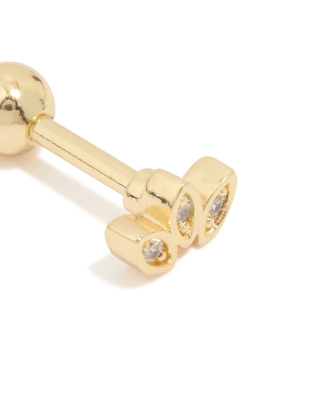 Gold Plated Surgical Steel Cubic Zirconia Leaf Barbell - Image 2