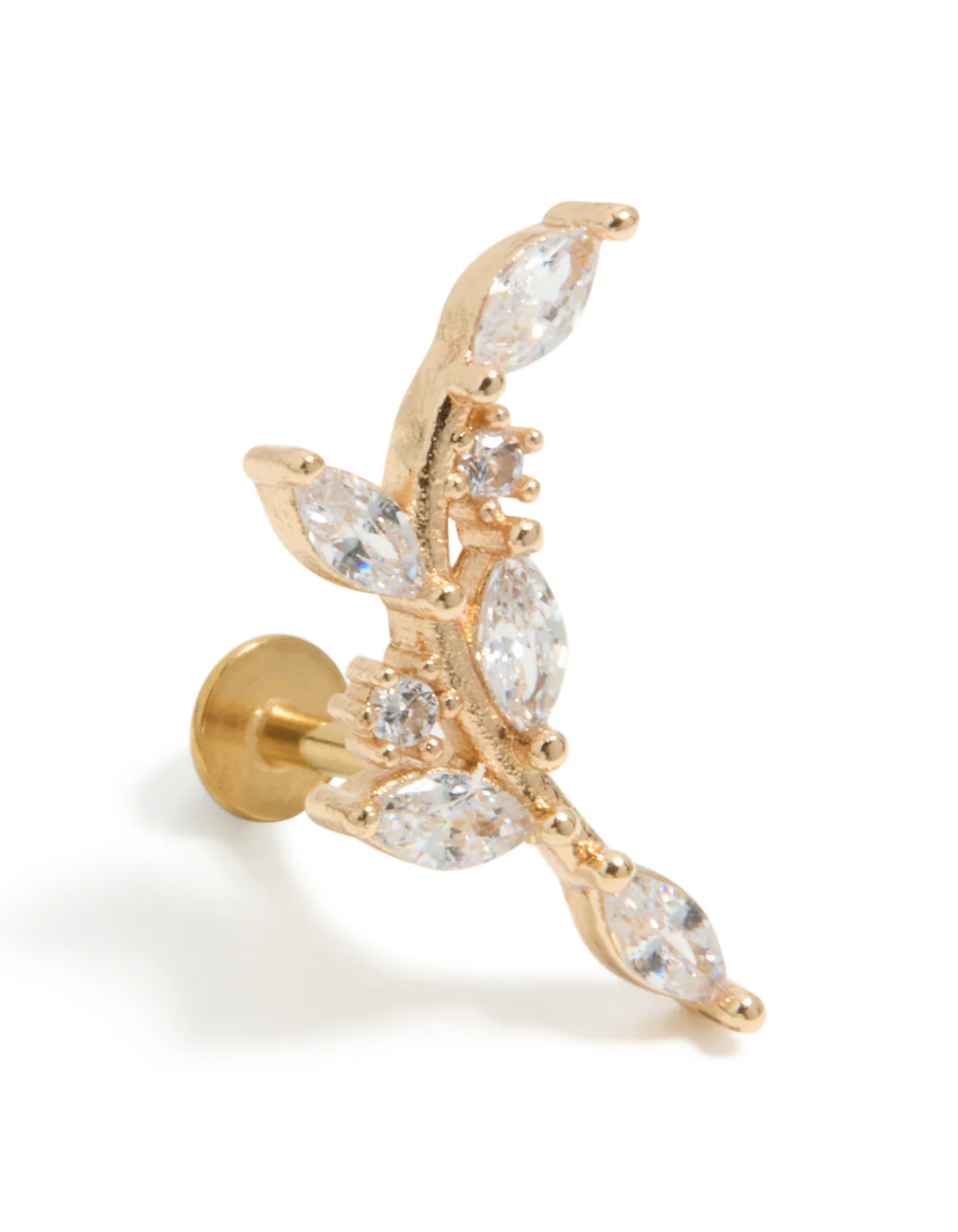 Gold Plated Surgical Steel Curved Vine Single Flat Back - Image 2