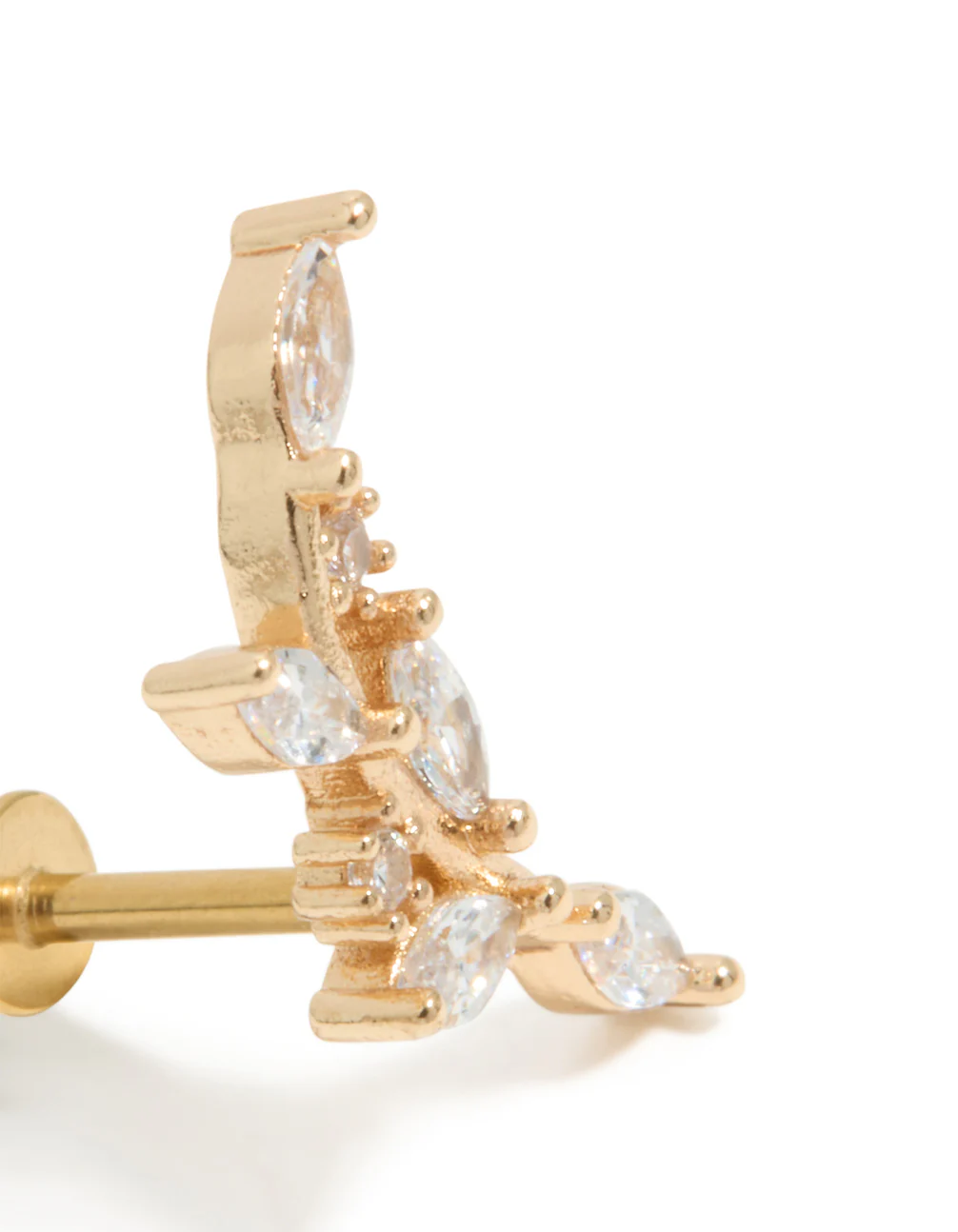 Gold Plated Surgical Steel Curved Vine Single Flat Back - Image 4