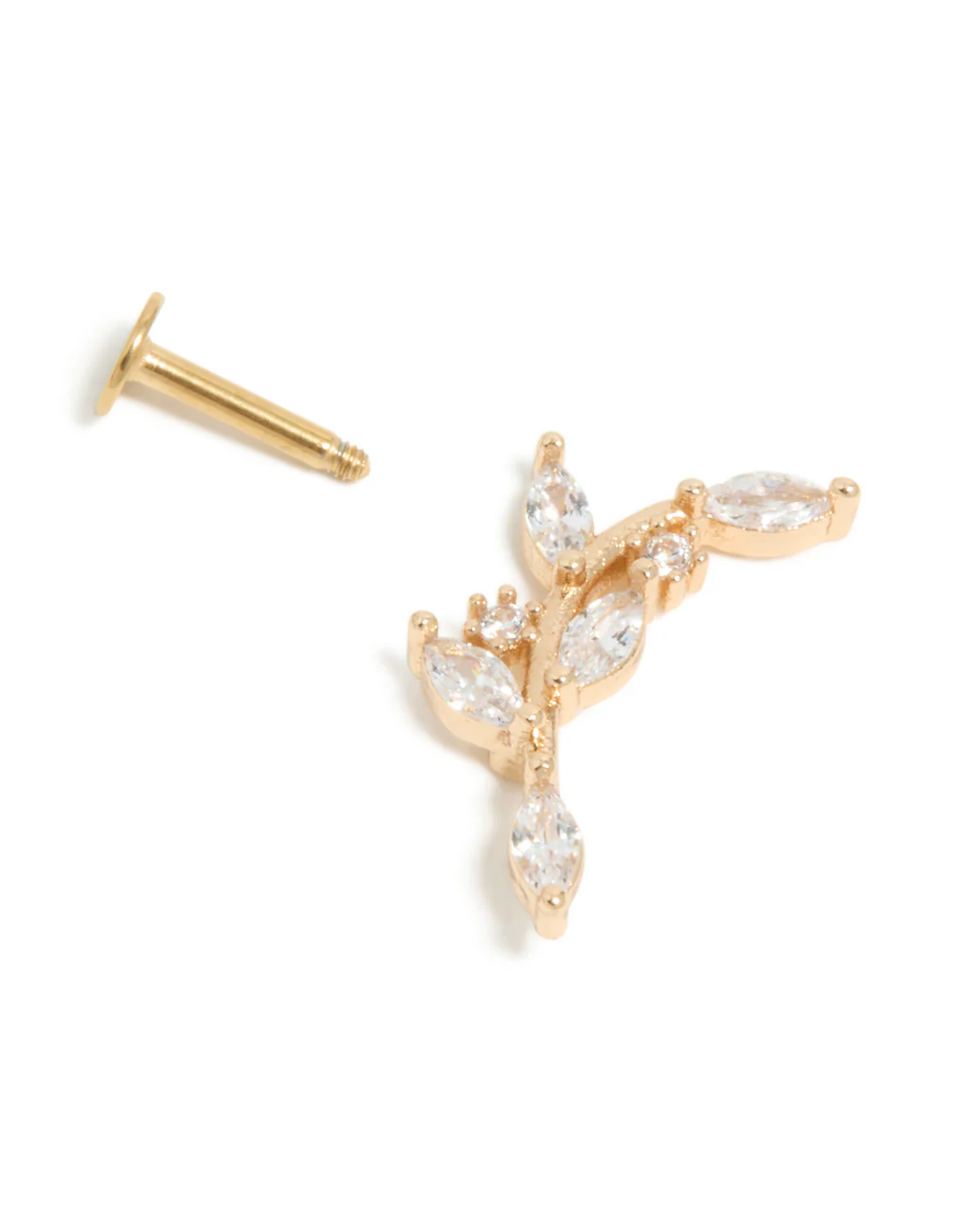 Gold Plated Surgical Steel Curved Vine Single Flat Back - Image 5