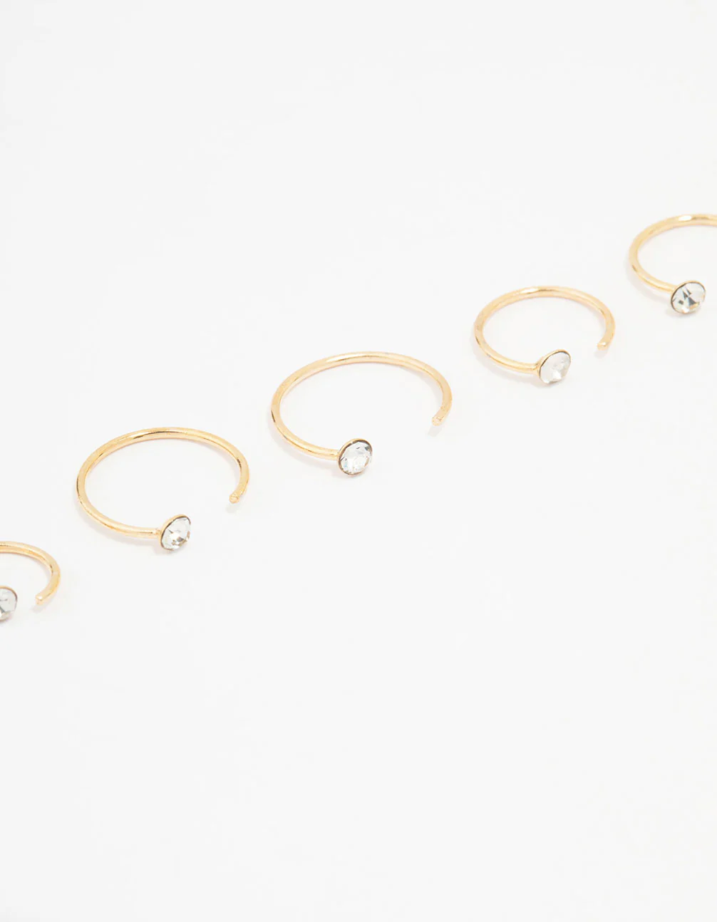 Gold Plated Surgical Steel Diamante Faux Nose Piercing Pack - Image 2