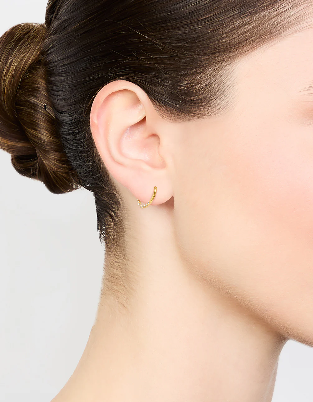 Gold Plated Surgical Steel Diamante Pavé Hoop Earrings - Image 2