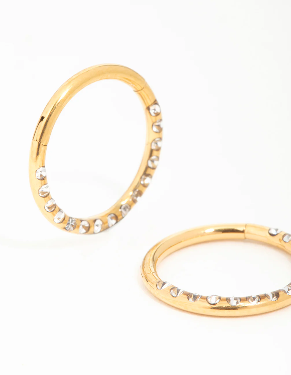 Gold Plated Surgical Steel Diamante Pavé Hoop Earrings - Image 4