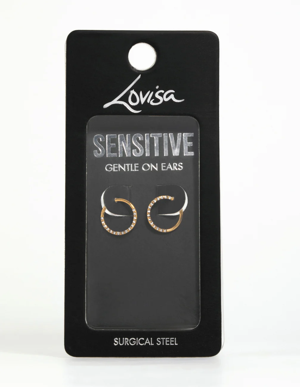 Gold Plated Surgical Steel Diamante Pavé Hoop Earrings - Image 5