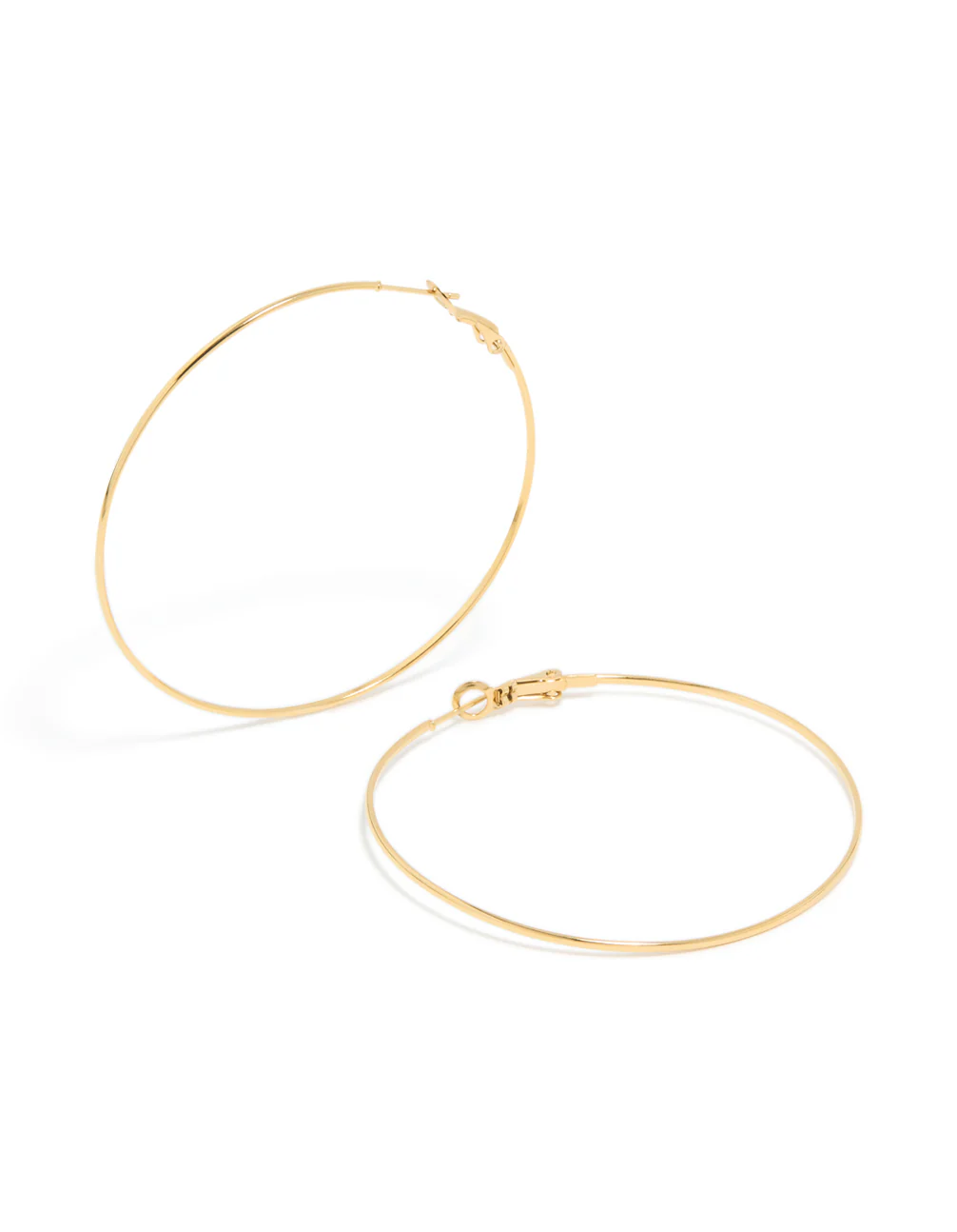 Gold Plated Surgical Steel Fine Hoop Earrings 60 MM - Image 2