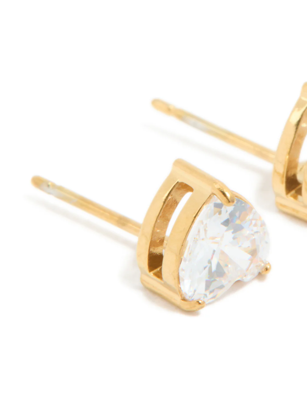 Gold Plated Surgical Steel Heart Prism Stud Earrings - Image 2