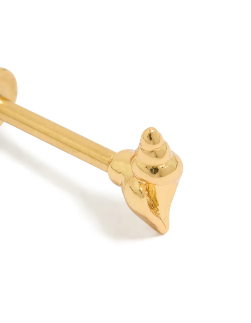 Gold Plated Surgical Steel Miter Shell Single Flat Back Stud - Image 2