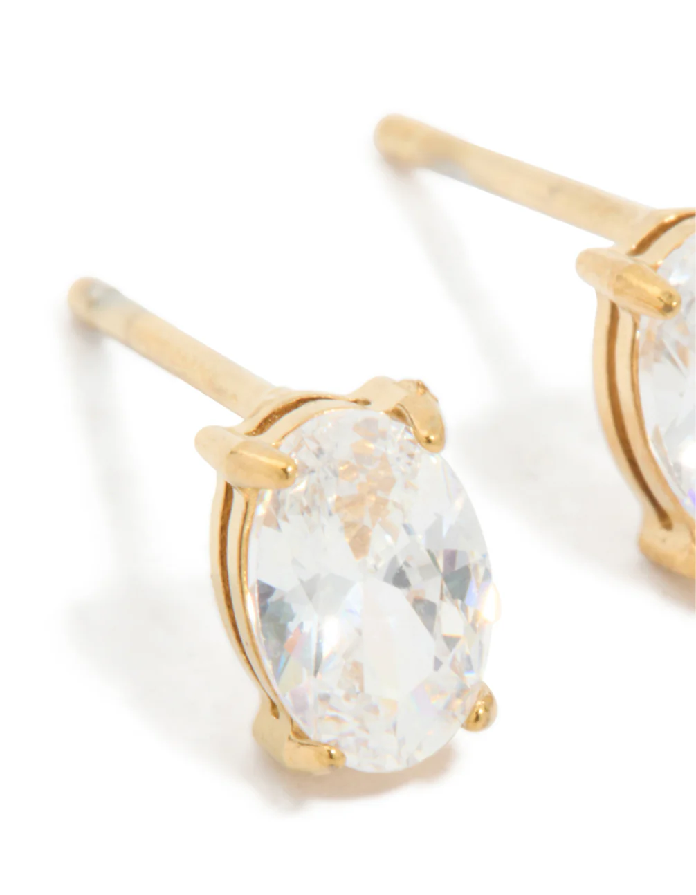 Gold Plated Surgical Steel Oval Prism Stud Earrings 6 MM - Image 2