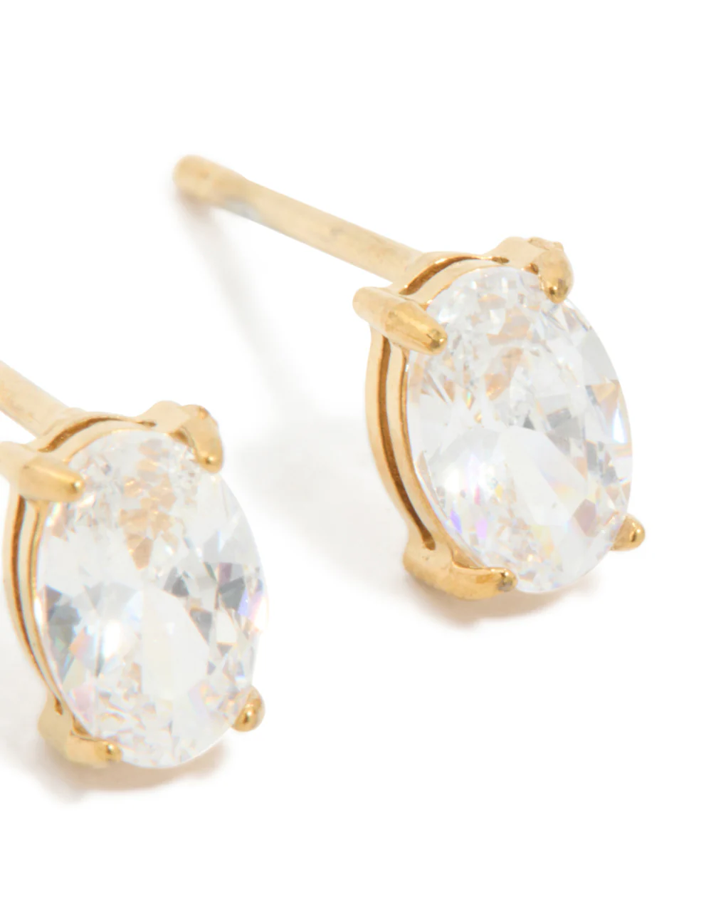 Gold Plated Surgical Steel Oval Prism Stud Earrings 6 MM - Image 3