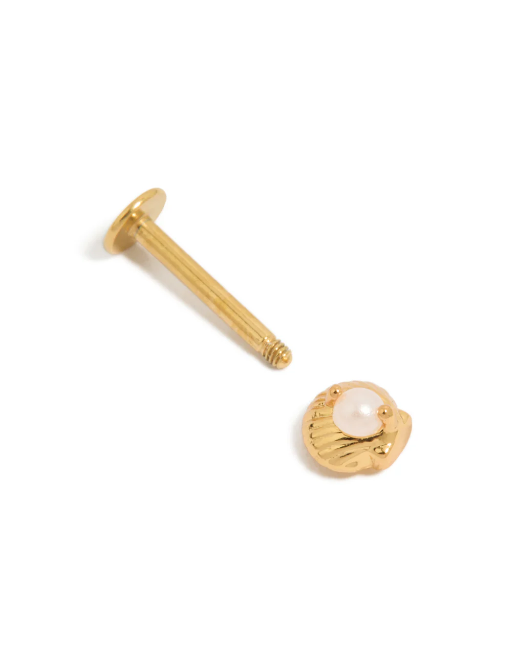 Gold Plated Surgical Steel Pearl Shell Single Flat Back Stud - Image 3