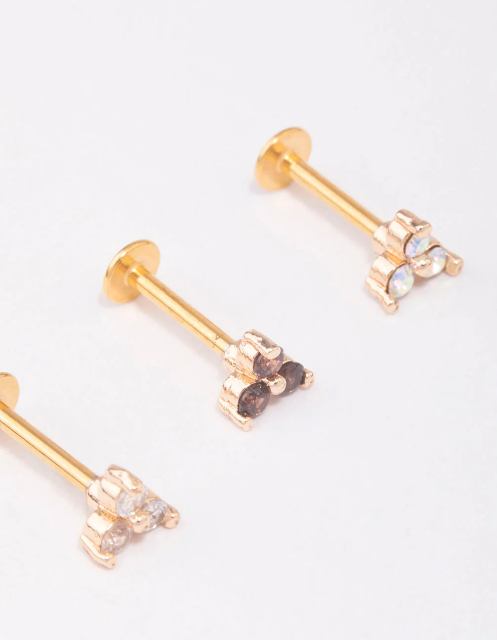 Gold Plated Surgical Steel Triangular Flat Back 3-Pack - Image 2