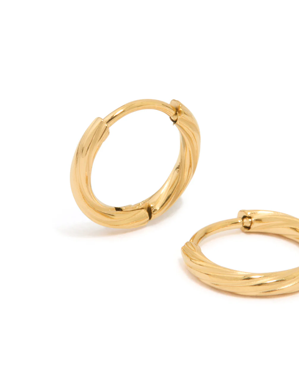 Gold Plated Surgical Steel Twisted Hoop Earrings - Image 4