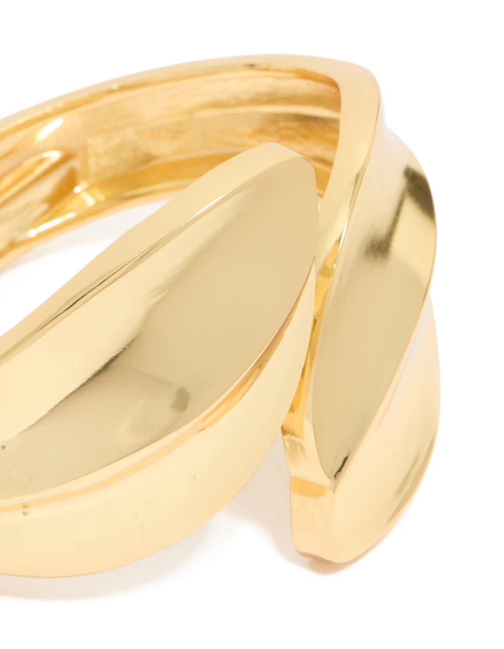 Gold Plated Thick Curved Leaf Bangle - Image 4