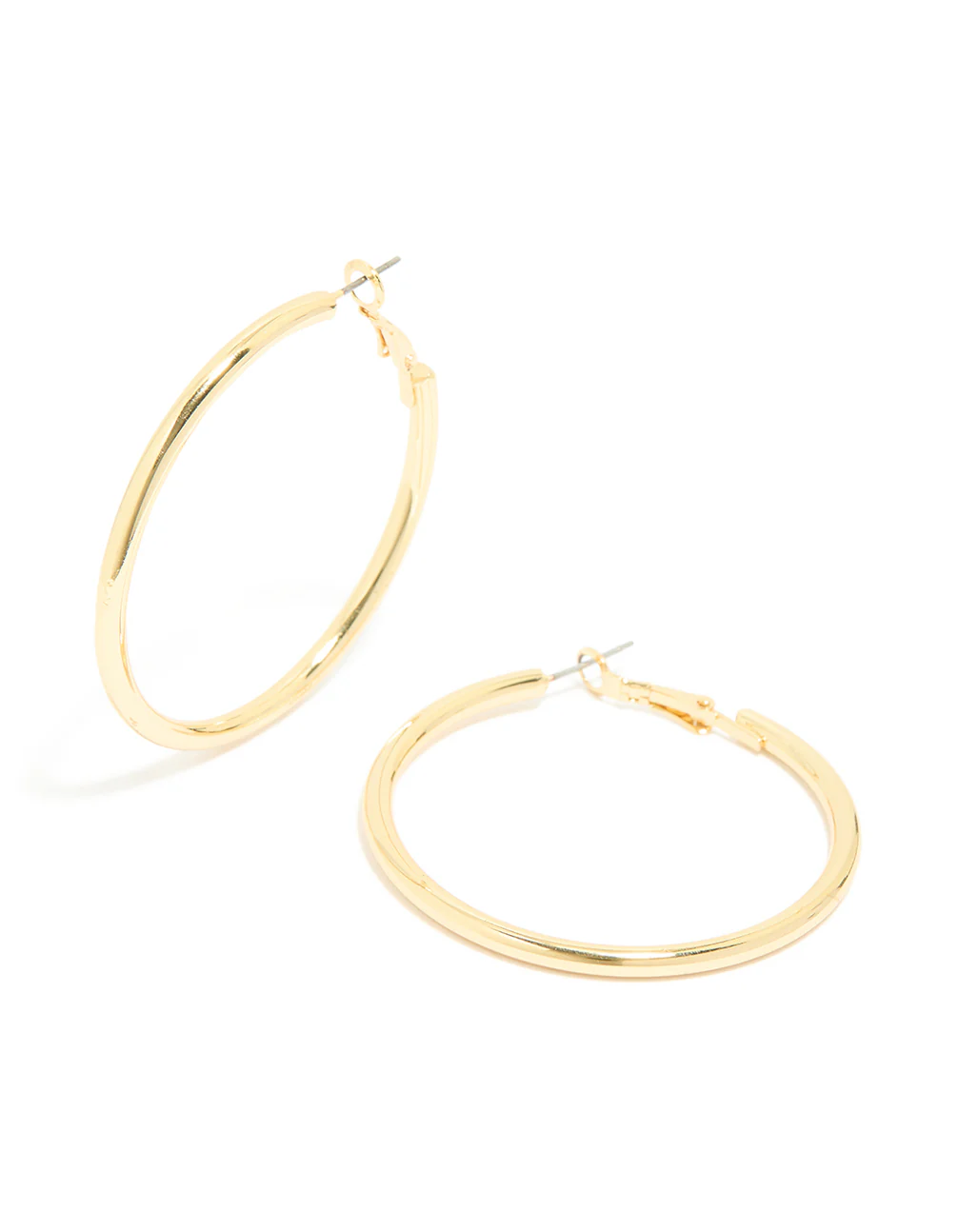 Gold Plated Thick Hoop Earrings - Image 2
