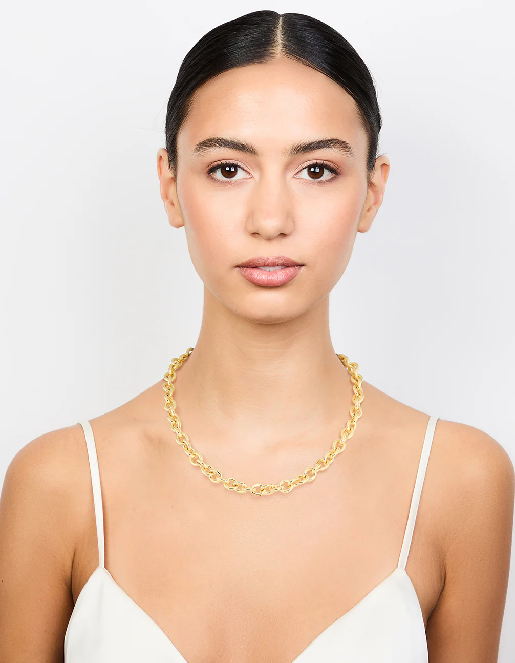 Gold Plated Thick Oval Link Chain Necklace - Image 3