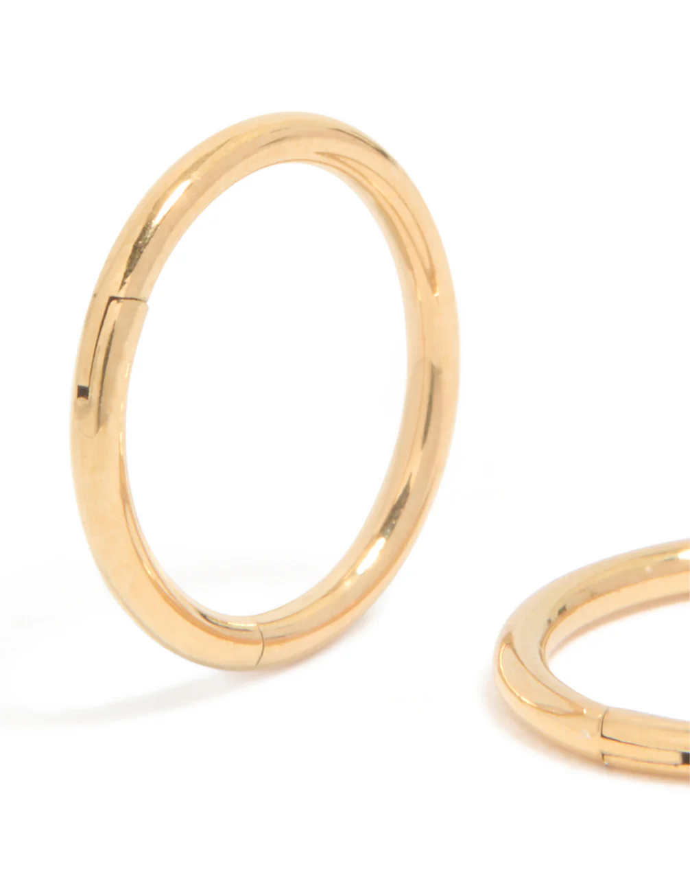 Gold Plated Titanium 8MM Thick Sleeper Earrings - Image 2