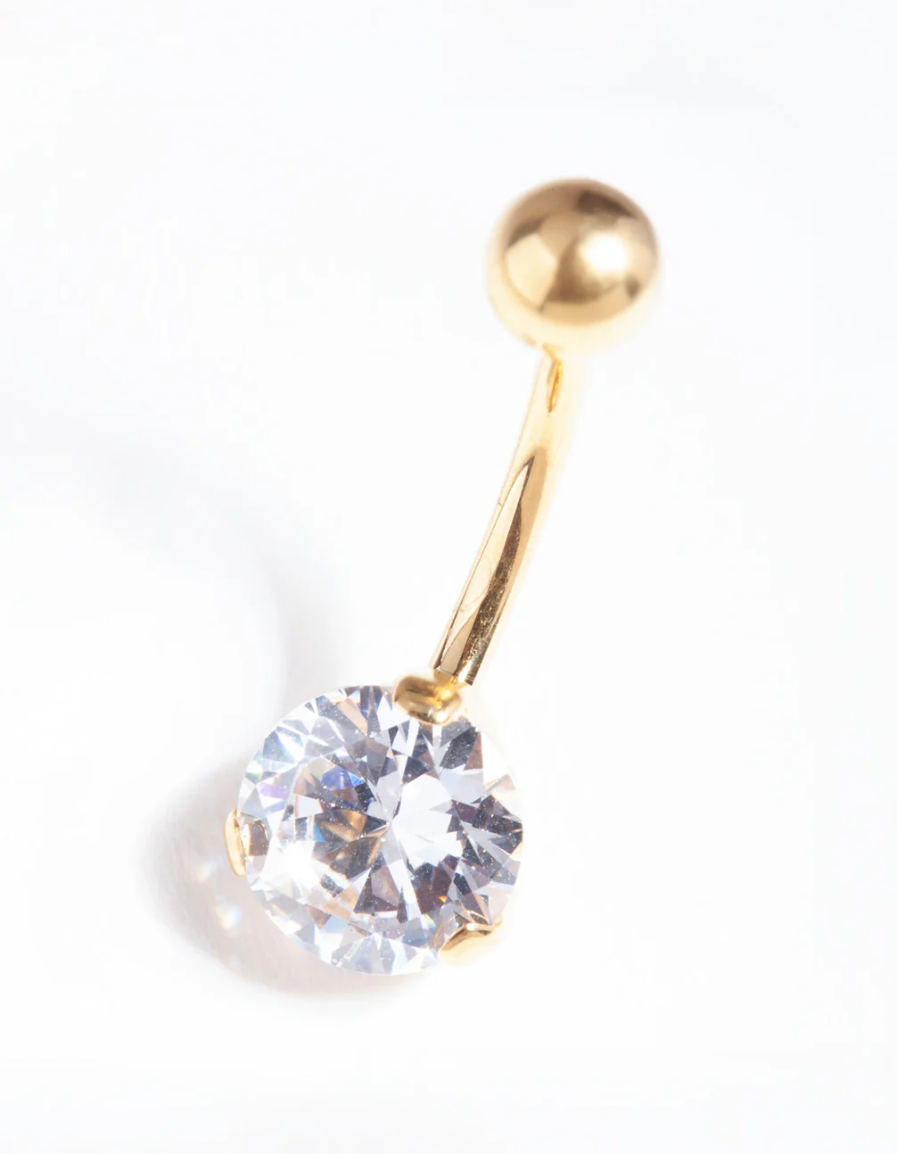 Gold Plated Titanium Classic Diamante Belly Bar - Image 2