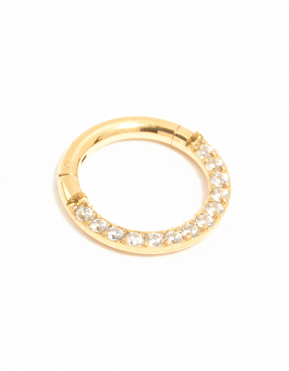 Gold Plated Titanium Cubic Zirconia Clicker Ring 7 mm