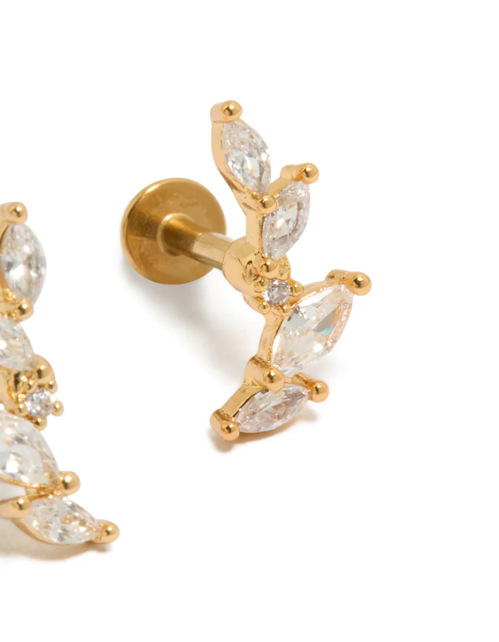 Gold Plated Titanium Cubic Zirconia Flat Back Crawler Studs - Image 3