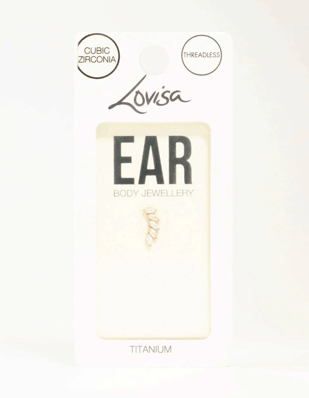 Gold Plated Titanium Cubic Zirconia Leaf Flat Back - Image 3