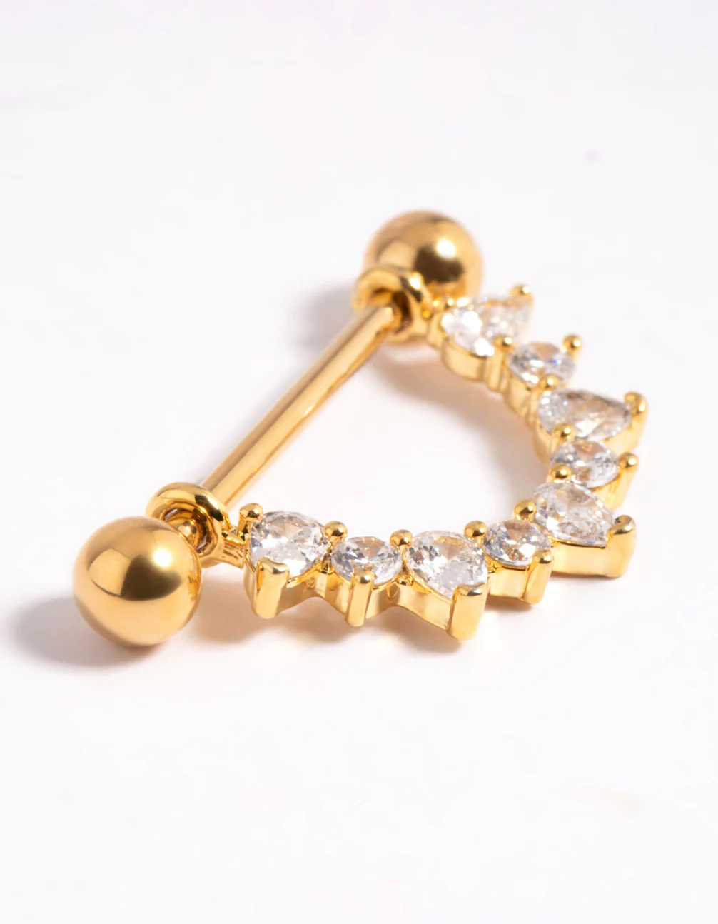 Gold Plated Titanium Cubic Zirconia Nipple Bar - Image 2