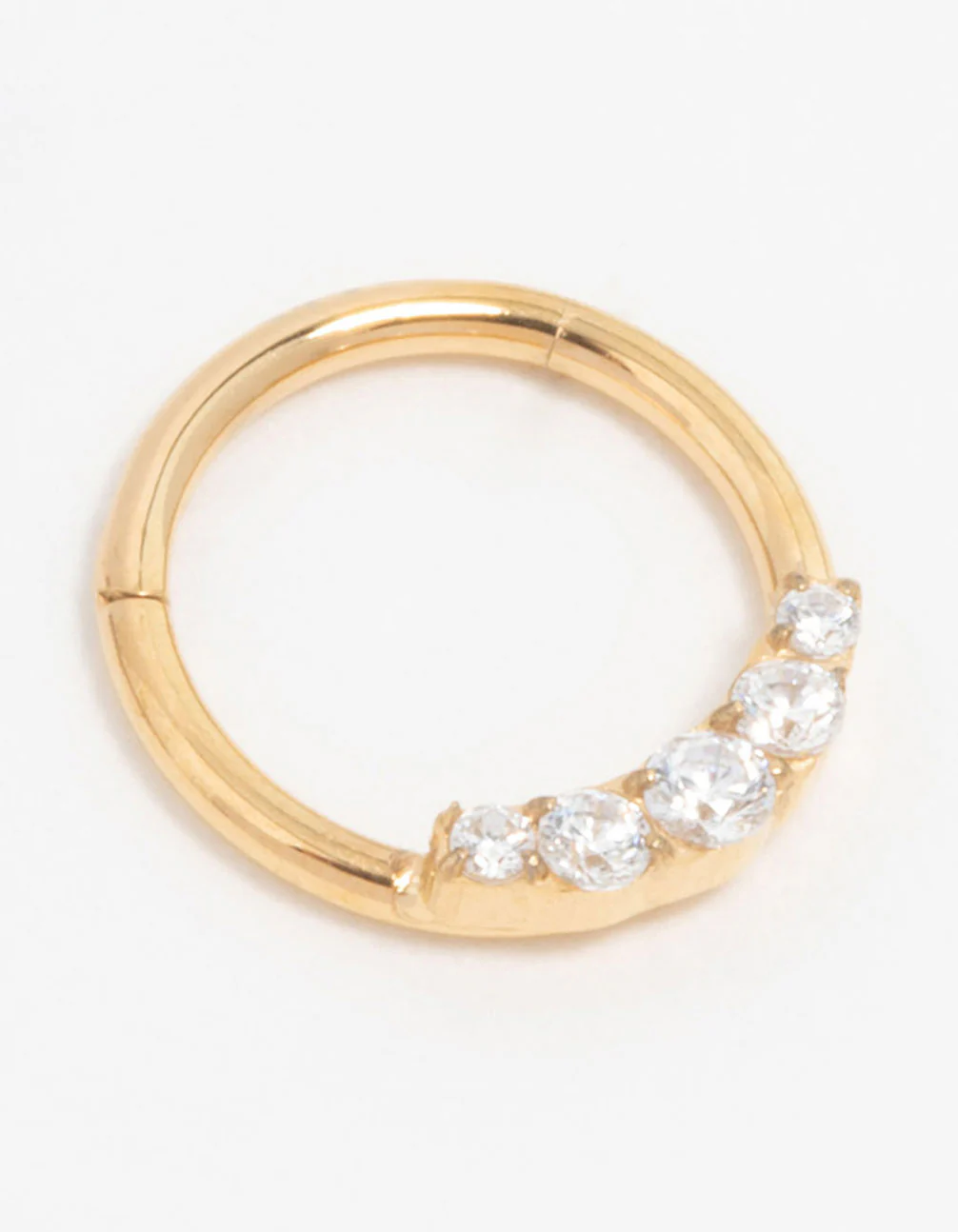 Gold Plated Titanium Diamante Side Clicker Ring